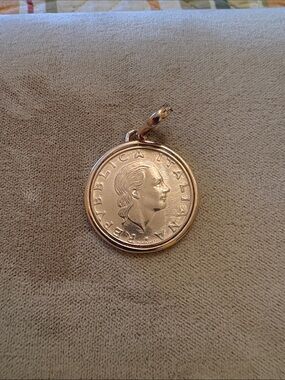 QVC Bronzo Coin Italian Pendant rose gold plated